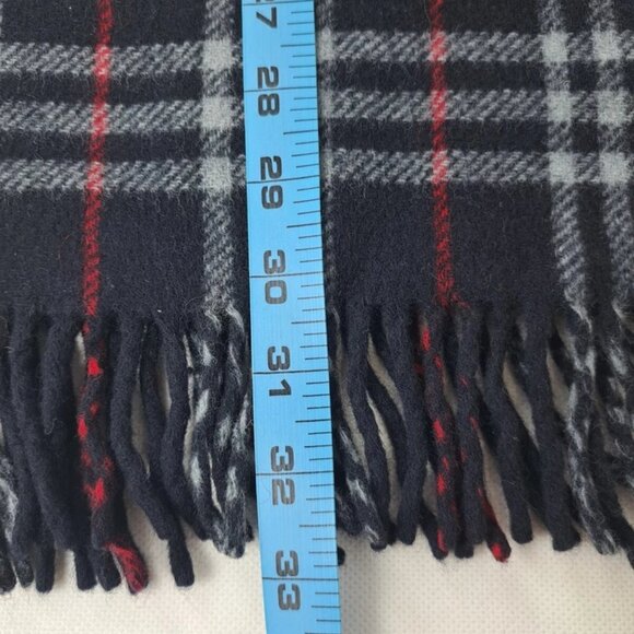 BURBERRY London Vintage Classic Nova Check Knit 100% WOOL Navy Blue SCARF - Picture 7 of 7